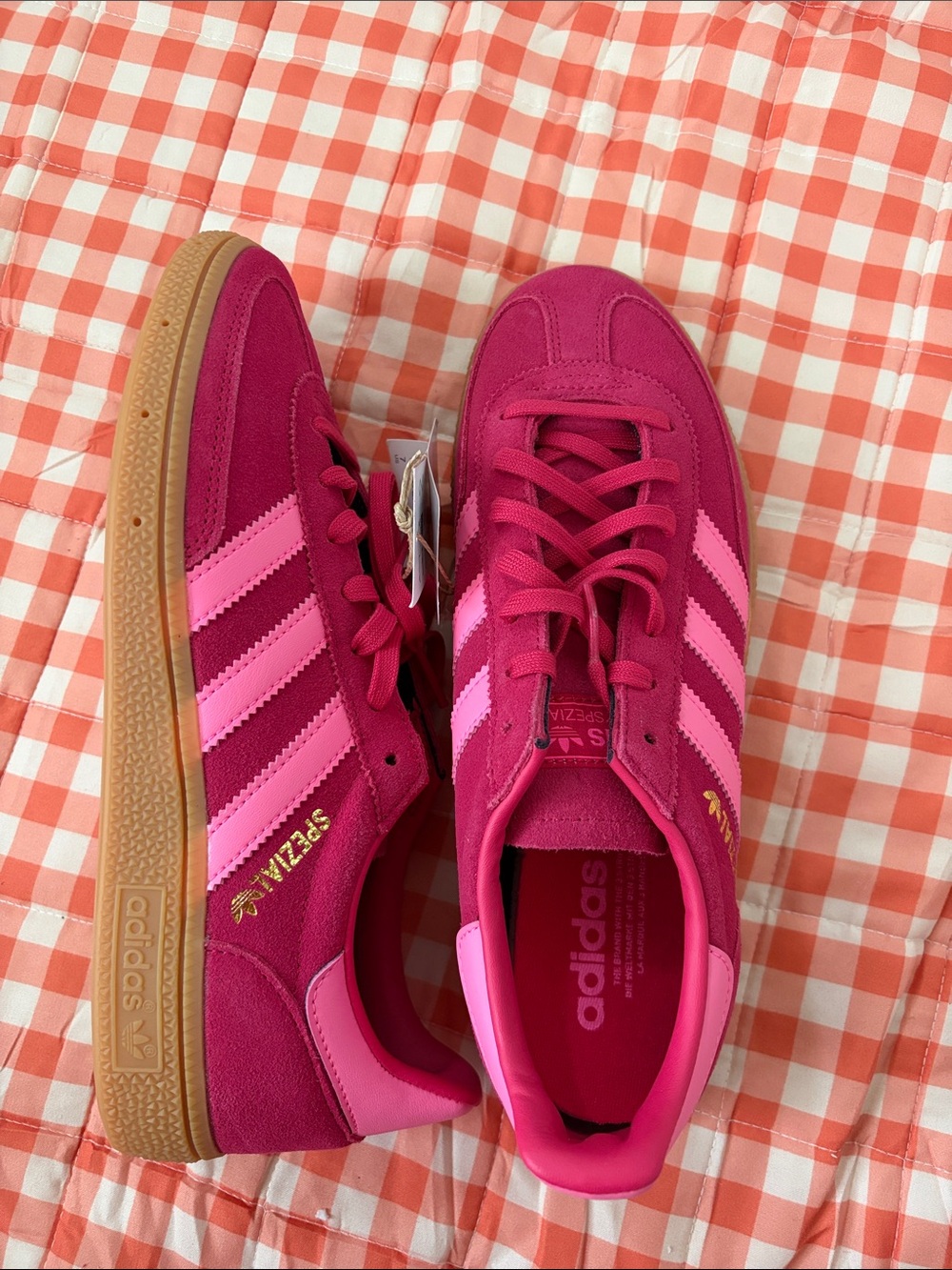 adidas Gazelle Sneakers in Fuchsia & Pink with Gum Sole
